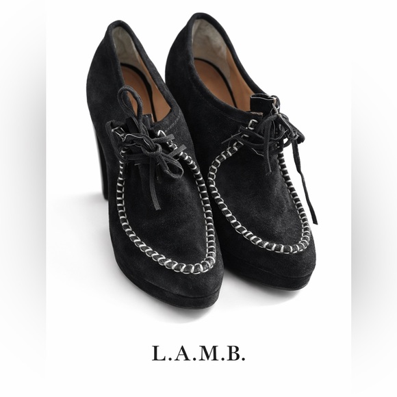 L.A.M.B. Shoes - L.A.M.B. Black Leather Moccasin‎ High Heel Shoes